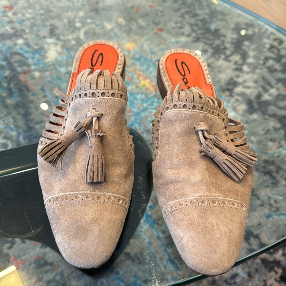 Santoni suede mules